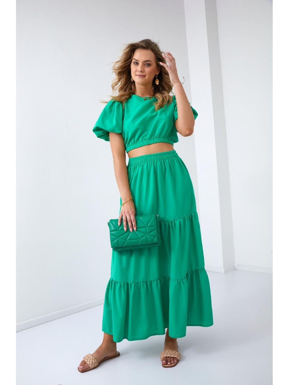 Women\'s summer set, green blouse and skirt FG647 - Online store - Boutique